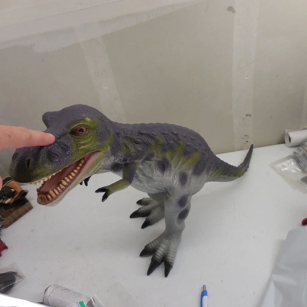 Toys R Us Large 28 Long T-Rex Dinosaur Figure Purple Green Soft Rubber T1817